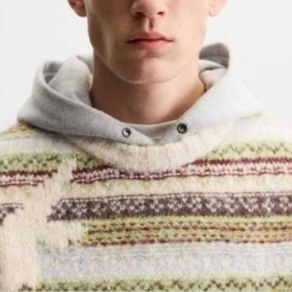 NEW Zara Jacquard Striped Sweater M - Picture 3 of 12